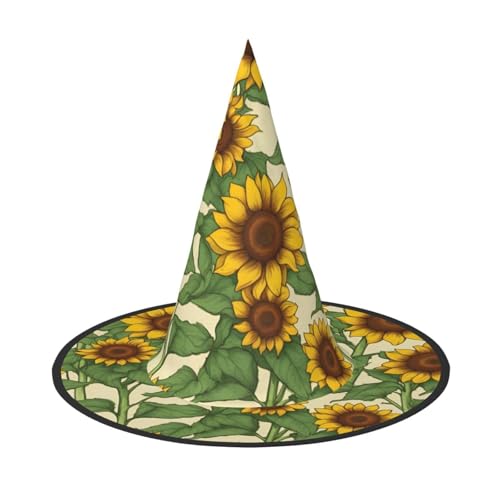 HJKTVDRQ Halloween-Hüte mit Sonnenblumen-Druck, Hexenhüte, Zaubererhüte für Halloween, Feste, Karneval, Cosplay HJKTVDRQ Halloween-Hüte mit Sonnenblumen-Druck, Hexenhüte, Zaubererhüte für Halloween, Feste, Karneval, Cosplay von HJKTVDRQ