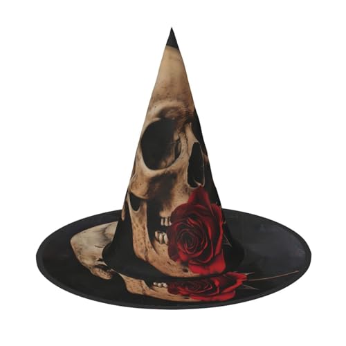 HJKTVDRQ Halloween-Hüte mit Totenkopf und roter Rose, Hexenhüte, Zaubererhüte für Halloween, Feste, Karneval, Cosplay HJKTVDRQ Halloween-Hüte mit Totenkopf und roter Rose, Hexenhüte, Zaubererhüte für Halloween, Feste, Karneval, Cosplay von HJKTVDRQ
