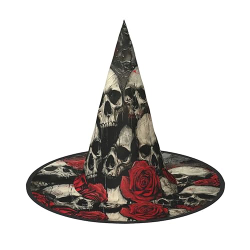 HJKTVDRQ Halloween-Hüte mit Totenkopf und roter Rose, Hexenhüte, Zaubererhüte für Halloween, Feste, Karneval, Cosplay HJKTVDRQ Halloween-Hüte mit Totenkopf und roter Rose, Hexenhüte, Zaubererhüte für Halloween, Feste, Karneval, Cosplay von HJKTVDRQ