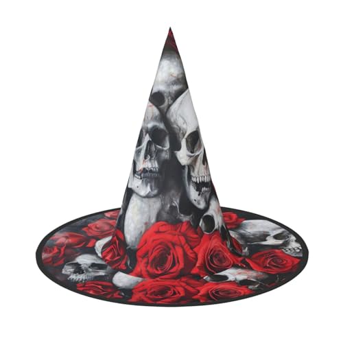 HJKTVDRQ Halloween-Hüte mit Totenkopf und roter Rose, Hexenhüte, Zaubererhüte für Halloween, Feste, Karneval, Cosplay HJKTVDRQ Halloween-Hüte mit Totenkopf und roter Rose, Hexenhüte, Zaubererhüte für Halloween, Feste, Karneval, Cosplay von HJKTVDRQ