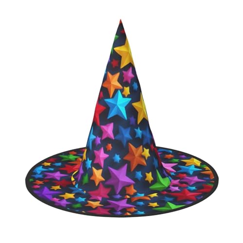 HJKTVDRQ Halloween-Hüte mit farbigen Sternen, Hexenhüte, Zaubererhüte für Halloween, Feste, Karneval, Cosplay HJKTVDRQ Halloween-Hüte mit farbigen Sternen, Hexenhüte, Zaubererhüte für Halloween, Feste, Karneval, Cosplay von HJKTVDRQ