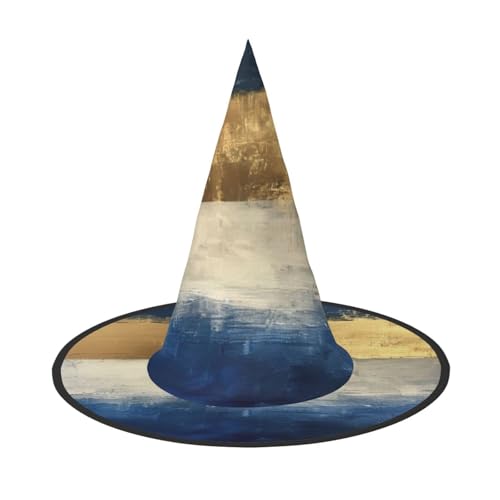 HJKTVDRQ Halloween-Hüte mit goldfarbenem, blau-weißem Druck, Hexenhüte, Zaubererhüte für Halloween, Feste, Karneval, Cosplay HJKTVDRQ Halloween-Hüte mit goldfarbenem, blau-weißem Druck, Hexenhüte, Zaubererhüte für Halloween, Feste, Karneval, Cosplay von HJKTVDRQ