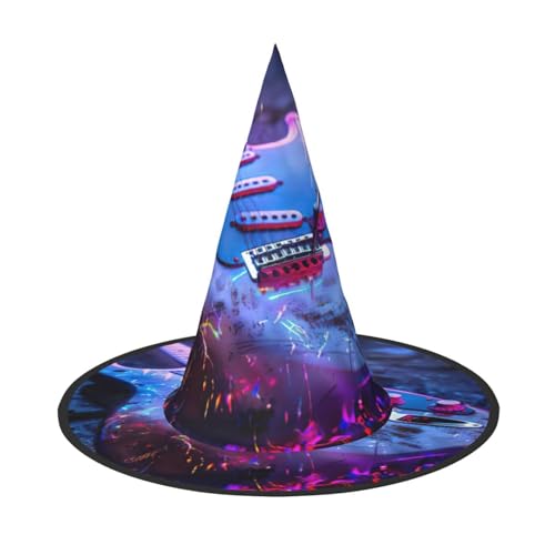 HJKTVDRQ Hübscher Gitarren-Druck, Halloween-Hexenhüte, Zauberer-Hüte für Halloween, Feste, Karneval, Cosplay HJKTVDRQ Hübscher Gitarren-Druck, Halloween-Hexenhüte, Zauberer-Hüte für Halloween, Feste, Karneval, Cosplay von HJKTVDRQ