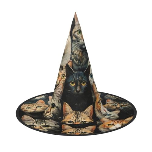HJKTVDRQ Katze Druck Halloween Hüte Halloween Hexe Hüte Zauberer Hüte Für Halloween Festlichkeiten, Karneval Cosplay von HJKTVDRQ