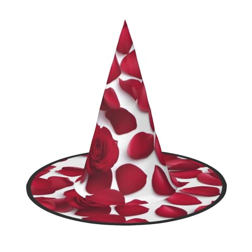 HJKTVDRQ Rote Rosenblüten-Druck, Halloween-Hüte, Hexenhüte, Zaubererhüte für Halloween, Feste, Karneval, Cosplay HJKTVDRQ Rote Rosenblüten-Druck, Halloween-Hüte, Hexenhüte, Zaubererhüte für Halloween, Feste, Karneval, Cosplay von HJKTVDRQ
