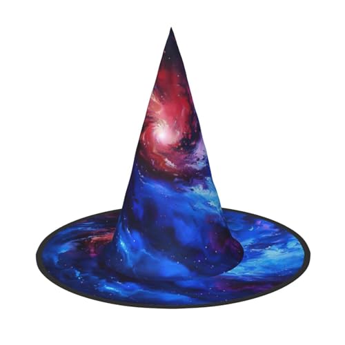 HJKTVDRQ Rote blaue Galaxie-Druck, Halloween-Hexenhüte, Zaubererhüte für Halloween, Feste, Karneval, Cosplay HJKTVDRQ Rote blaue Galaxie-Druck, Halloween-Hexenhüte, Zaubererhüte für Halloween, Feste, Karneval, Cosplay von HJKTVDRQ