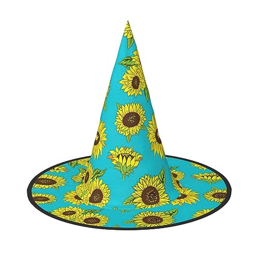 HJKTVDRQ Sonnenblumen-Muster, Halloween-Hüte, Hexenhüte, Zaubererhüte für Halloween, Feste, Karneval, Cosplay HJKTVDRQ Sonnenblumen-Muster, Halloween-Hüte, Hexenhüte, Zaubererhüte für Halloween, Feste, Karneval, Cosplay von HJKTVDRQ