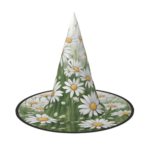HJKTVDRQ Weiße Gänseblümchen-Druck, Halloween-Hexenhüte, Zaubererhüte für Halloween, Feste, Karneval, Cosplay HJKTVDRQ Weiße Gänseblümchen-Druck, Halloween-Hexenhüte, Zaubererhüte für Halloween, Feste, Karneval, Cosplay von HJKTVDRQ