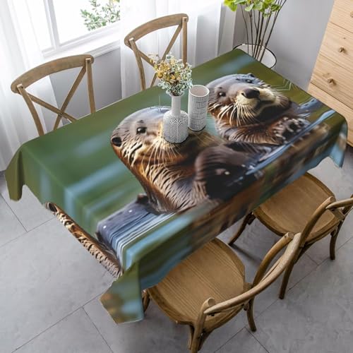 HJLUUFT Rechteckige Tischdecken mit Otter-Druck, rechteckige Party-Tischdecken für Esszimmer, Party, faltenfrei HJLUUFT Rechteckige Tischdecken mit Otter-Druck, rechteckige Party-Tischdecken für Esszimmer, Party, faltenfrei von HJLUUFT