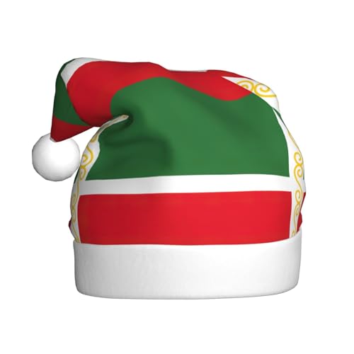 HJLUUFT Weihnachtsmütze mit Flagge der Tschetschenischen Republik, für Männer und Frauen, Weihnachtsmannmütze, Erwachsene, Weihnachtsmütze, Partyzubehör von HJLUUFT