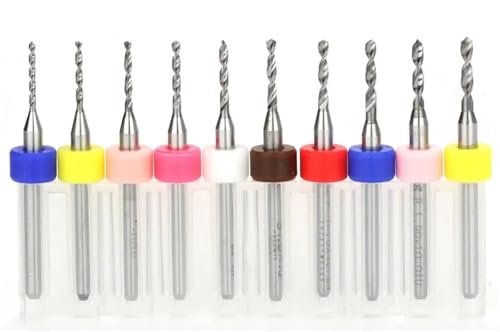 10-teiliges Bohrer-Set, Hartmetall-Mikrobohrer for Leiterplatten, 1/8 Zoll fester Schaft, Mini-CNC-Wolframstahl-Bits, 0,1–3,175 mm(PCB 0.6mm 10pcs) von HJQFVASQ