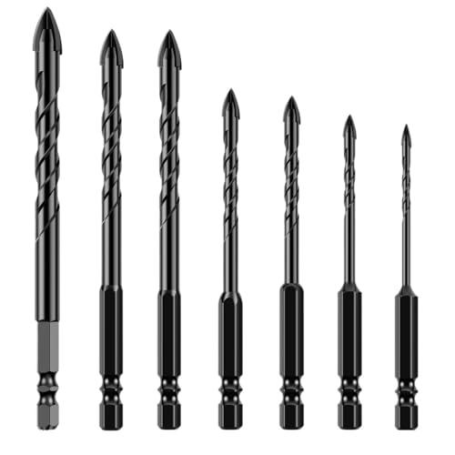 7-teiliges 4-Kanten-Kreuzbohrer-Set aus Wolframstahl, Mauerwerksbohrer-Set, 3/4/5/6/8/10/12 mm von HJQFVASQ