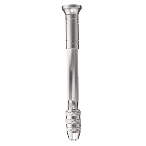 Einstellbare manuelle Handbohrmaschine mit Schnellspannbohrfutter Mini Micro Aluminium Handbohrmaschine HSS Stahlspiralbohrer Harzformwerkzeuge(Silver set) von HJQFVASQ
