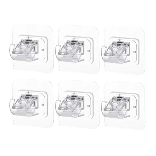 Selbstklebende Schienenhaken, Clips, nagelfrei, Gardinenstangenhalter, Haken, verstellbar, Mehrzweck-Duschaufbewahrung, Hängeregal, Klemme (transparent, 10 Stück) von HJQFVASQ