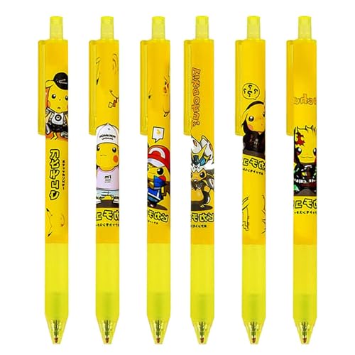 HJYZY Anime Stifte Pikach. Schreibwaren Kugelschreiber Kugelschreiber schwarze Tinte 0,5mm Bürobedarf für Männer Frauen Niedliche Kawaii 6 Stück HJYZY Anime Stifte Pikach. Schreibwaren Kugelschreiber Kugelschreiber schwarze Tinte 0,5mm Bürobedarf für Männer Frauen Niedliche Kawaii 6 Stück von HJYZY