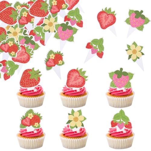 72 Stück Erdbeere tortendeko für torte,Blume Glitzer Cupcake Toppers Strawberry Torten Deko Kuchen Dekorationen für Baby Dusche Kinder Jungen Mädchen Geburtstag Party 72 Stück Erdbeere tortendeko für torte,Blume Glitzer Cupcake Toppers Strawberry Torten Deko Kuchen Dekorationen für Baby Dusche Kinder Jungen Mädchen Geburtstag Party von HJZHII