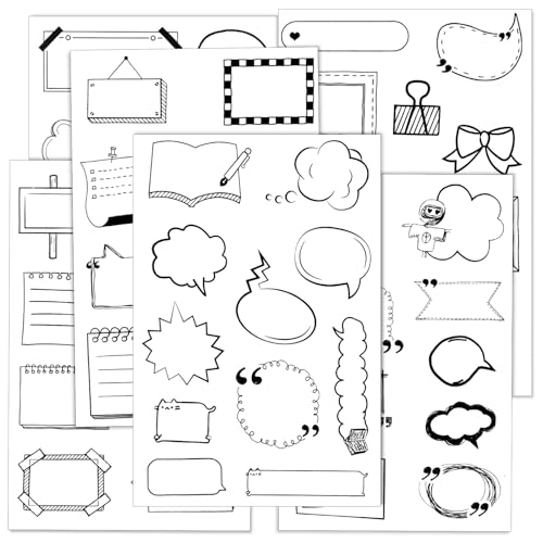 HJZHII 112 Stück Dialogbox sticker für fotoalbum,12 Blatt sticker fotoalbum,scrapbook stickers moderationskarten selbstklebend Aufkleber Selbstklebende Papieraufkleber Beschriften Verschiedene Formen von HJZHII