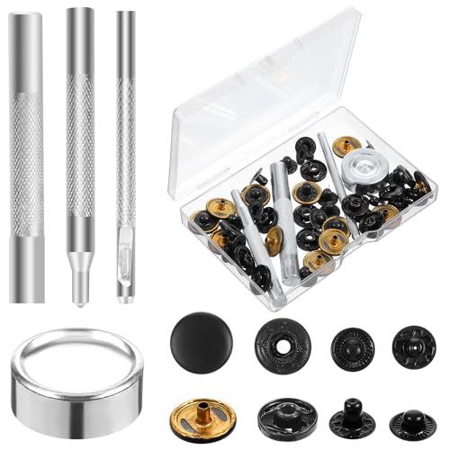 HJZHII 12 Sets Druckknopf Set mit 4 Fixierwerkzeug, 15 mm Druckknöpfe Ohne Snap Button Edelstahl Druckknöpfe Druckknöpfen für Kleidung Jeans Leder Handtasche DIY Handwerk HJZHII 12 Sets Druckknopf Set mit 4 Fixierwerkzeug, 15 mm Druckknöpfe Ohne Snap Button Edelstahl Druckknöpfe Druckknöpfen für Kleidung Jeans Leder Handtasche DIY Handwerk von HJZHII