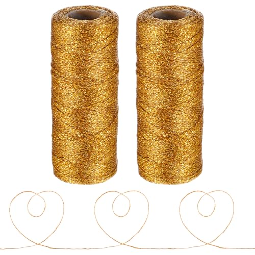 HJZHII 2 Stück Kordel Gold, 1mm Gold Metallic Kordel, 100M Glitzer Goldschnur Nicht Elastisch Kordelband Schnur DIY Bastelschnur für Geschenkverpackung Hochzeit Weihnachts Feiertagsdekorationen HJZHII 2 Stück Kordel Gold, 1mm Gold Metallic Kordel, 100M Glitzer Goldschnur Nicht Elastisch Kordelband Schnur DIY Bastelschnur für Geschenkverpackung Hochzeit Weihnachts Feiertagsdekorationen von HJZHII