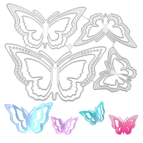 HJZHII 4 Stück 3D Schmetterling Metall Stanzformen, Metallische Schmetterlings Stanzschablone DIY Kartenherstellung, Scrapbooking oder Vinyl Aufkleber HJZHII 4 Stück 3D Schmetterling Metall Stanzformen, Metallische Schmetterlings Stanzschablone DIY Kartenherstellung, Scrapbooking oder Vinyl Aufkleber von HJZHII