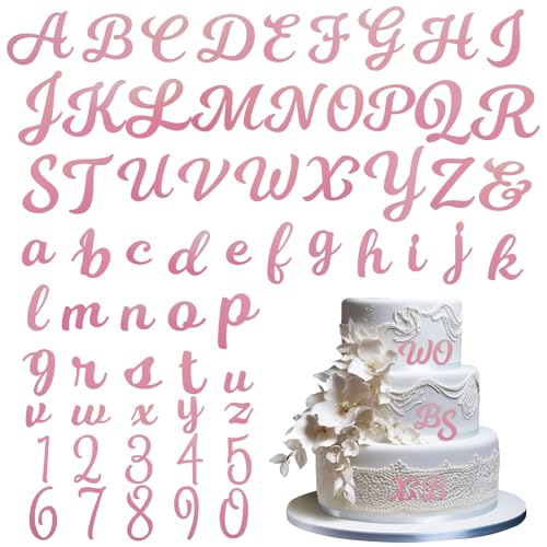 HJZHII 64 Stück Tortendeko Buchstaben, Acryl Spiegelbuchstaben Buchstaben für Torte Zahlen 0-9 und A-Z Großbuchstaben Kleinbuchstaben Set Kuchenbuchstaben für Geburtstag Hochzeits Party(Roségold) von HJZHII