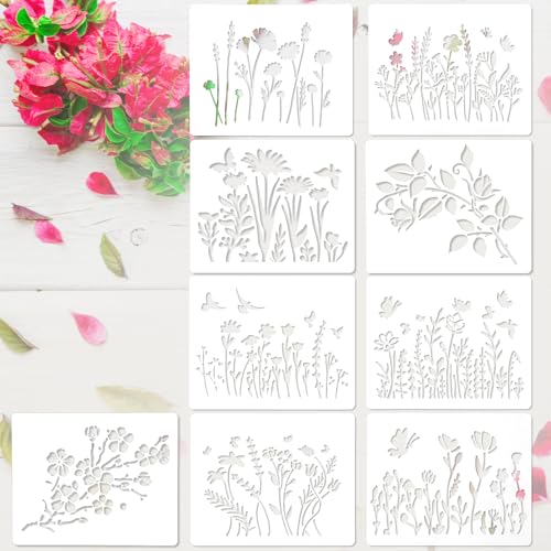 HJZHII 9 Stück Blumen Schablonen Malen,12x15cm Wildblumen Stencil Schablonen,Malschablonen Schablone Textilgestaltung Wiederverwendbare Blumenschablone DIY Natur Vorlagen für Malerei Möbel Home Decor HJZHII 9 Stück Blumen Schablonen Malen,12x15cm Wildblumen Stencil Schablonen,Malschablonen Schablone Textilgestaltung Wiederverwendbare Blumenschablone DIY Natur Vorlagen für Malerei Möbel Home Decor von HJZHII