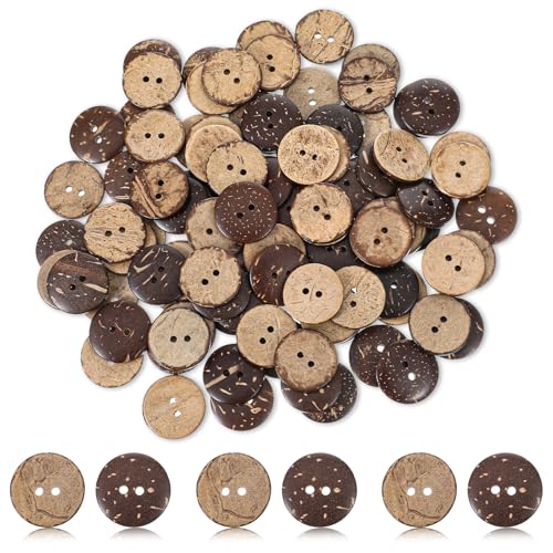 HJZHII Knöpfe aus Kokosnussschale, Holzknöpfe, braun, poliert, mit 2 Löchern für Kissenbezüge, Stirnbänder, Basteln, Nähen, Hemd, Kleidung, Ersatz, Häkeln, Strickartikel, 100 Stück HJZHII Knöpfe aus Kokosnussschale, Holzknöpfe, braun, poliert, mit 2 Löchern für Kissenbezüge, Stirnbänder, Basteln, Nähen, Hemd, Kleidung, Ersatz, Häkeln, Strickartikel, 100 Stück von HJZHII