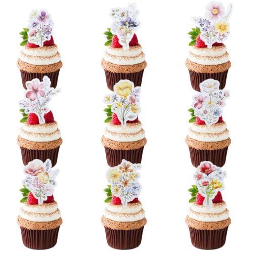 XLIUAX 36 Stück Wildblumen Cupcake Topper, Baby Shower in Bloom Babyparty Dekorationen, Tortendeko Blumen Cupcake Topper für Frauen Mädchen Blumen Frühling Party Hochzeit Brautparty Dekor XLIUAX 36 Stück Wildblumen Cupcake Topper, Baby Shower in Bloom Babyparty Dekorationen, Tortendeko Blumen Cupcake Topper für Frauen Mädchen Blumen Frühling Party Hochzeit Brautparty Dekor von HJZHII