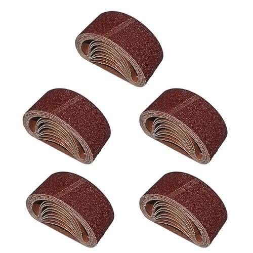 50 Stück HKB ® Gewebe-Schleifbänder, 40 x 303 mm, 10x K40, 60, 80, 120, 180 für Bandschleifgeräte, Handschleifer Schleifmittel Korund, Hochwertige Profi-Qualität, Hersteller HKB, Artikel-Nr. 181629 von HKB