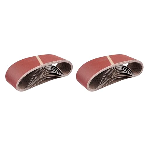 HKB ® 20 Stück Gewebe-Schleifbänder Schleifbänder 75x533 mm Körnung 40, 60, 80, 120 und 180 für Bandschleifmaschinen, feiner riefenfreier Schliff hochwertige Profi-Qualität, 15300 von HKB