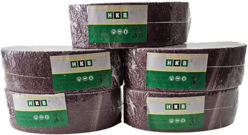 HKB ® 50 Stück Gewebe-Schleifbänder Schleifbänder 75x533 mm Körnung 40, 60, 80, 120 und 180 für Bandschleifmaschinen, feiner riefenfreier Schliff hochwertige Profi-Qualität, 15300 von HKB