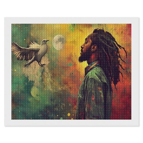 HKFLD 5D Bus Diamond Painting Kits, DIY Reggae Bob Marley Diamond Painting Full Drill, Seaside Diamond Art Rhinestone Painting Cross Stitch Painting for Adults Beginners Wall Decor 60 * 80cm von HKFLD
