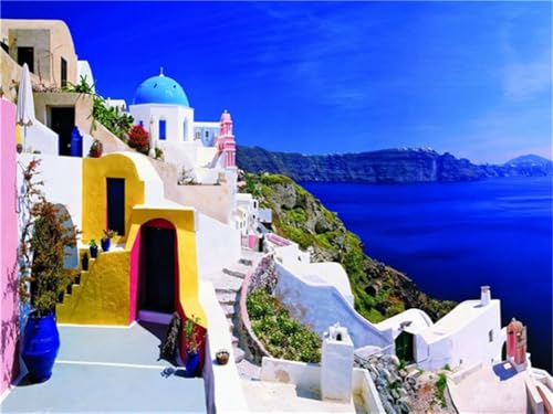 HKFLD DIY 5D Diamond Painting Kits, Santorini Small Towns Full Square Drill Diamond Painting Kits Diamond Art Kits Perfect for Home Wall Decor Gifts30*40cm188D188 von HKFLD
