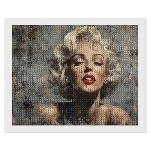 HKFLD Diamond Painting Kits for Adults，5D DIY Marilyn Monroe Diamond Art Kits for Beginners Round Full Drill Painting with Diamonds Gem Art And Crafts for Home Wall Decor Gift 40 * 50cm von HKFLD