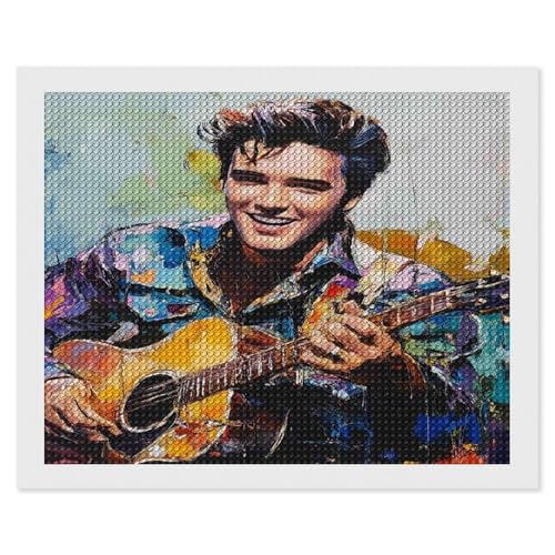 Diamond Painting Kits for Adults,Elvis Presley Round Full Drill Diamond Art Kits, 5D DIY Paint with Diamonds Crafts for Home Wall Decoration 50 * 60cm von HKFLD