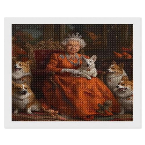 Queen Elizabeth，Diamond Painting Kits for Adults, 5D Diamond Art Kits for Beginners, DIY Full Drill Picture with Diamond for Home Wall Decor-30 * 40cm von HKFLD