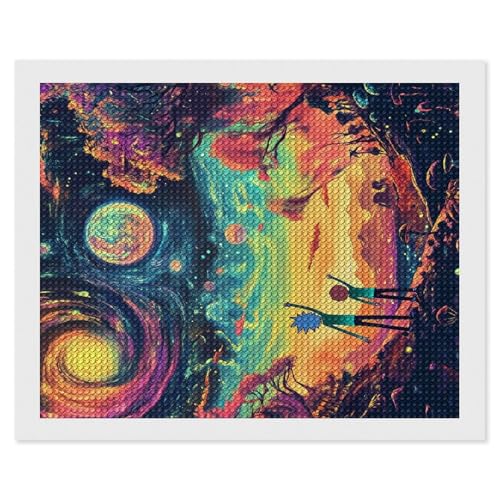 HKFLD Rick And Morty，Diamond Painting Kits, 5D DIY Diamond Painting Kits for Adults, Full Drill Round Diamond Painting, Diamond Art Craft for Home Wall Decor 40 * 50cm von HKFLD