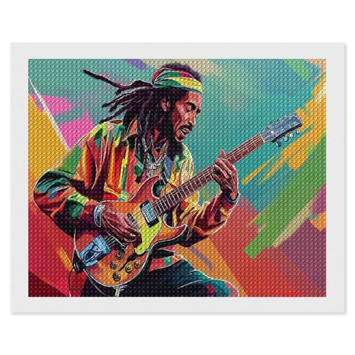 HKFLD Round 5D Reggae Bob Marley 5D Diamond Painting Cross Stitch Picture of Rhinestones Diamond Mosaic Pattern 30 * 40cm von HKFLD