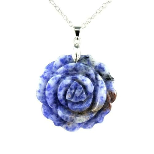 HKGYTRBN Armband Charms Geschnitzte Rose Blume Stein Anhänger Amethyst Quarz Achat Lapislazuli Schmuck Kette Halskette Für 35mm von HKGYTRBN