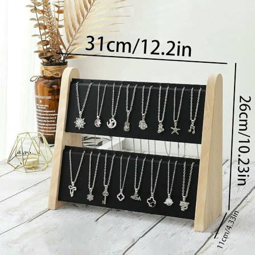 HKGYTRBN Schmuck-Organizer, schräge Form, Display, Halskette, Anhänger, Halter, Rack, Schaufenster, Tablett, 2 Ebenen von HKGYTRBN