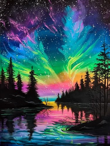 HKLIOPU Nordlicht Diamond Painting erwachsene,5D Landschaft Diamant Painting Bilder Geschenk Für Mama Und Kinder 30x40cm(LCC010) von HKLIOPU