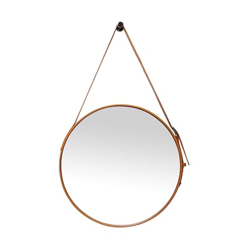 HKLJHCVA-OU Wandspiegel, Badezimmer-Schminkspiegel mit Lederband, runder Spiegel for Badezimmer, Schlafzimmer, Flur und Wohnzimmer, Durchmesser 50 cm(50L x 50W cm) von HKLJHCVA-OU