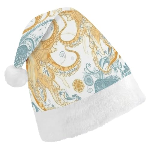 HKMNTGD Personalisierte Weihnachtsmannmütze, weicher Plüsch, Weihnachtsmannmütze, hellgelber Fischdruck, Weihnachtsmützen für Erwachsene HKMNTGD Personalisierte Weihnachtsmannmütze, weicher Plüsch, Weihnachtsmannmütze, hellgelber Fischdruck, Weihnachtsmützen für Erwachsene von HKMNTGD