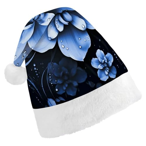 HKMNTGD Personalisierte Weihnachtsmannmütze, weicher Plüsch, benutzerdefinierte Weihnachtsmannmütze, blaue Blume bedruckt, Weihnachtsmützen für Erwachsene HKMNTGD Personalisierte Weihnachtsmannmütze, weicher Plüsch, benutzerdefinierte Weihnachtsmannmütze, blaue Blume bedruckt, Weihnachtsmützen für Erwachsene von HKMNTGD