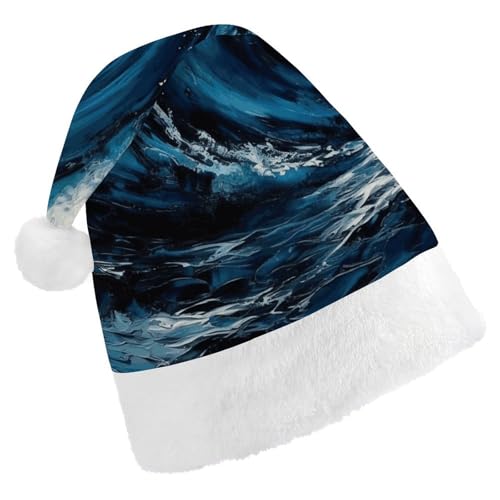 HKMNTGD Personalisierte Weihnachtsmannmütze, weicher Plüsch, benutzerdefinierte Weihnachtsmannmütze, blaue Wellenmalerei, bedruckt, Weihnachtsmützen für Erwachsene HKMNTGD Personalisierte Weihnachtsmannmütze, weicher Plüsch, benutzerdefinierte Weihnachtsmannmütze, blaue Wellenmalerei, bedruckt, Weihnachtsmützen für Erwachsene von HKMNTGD