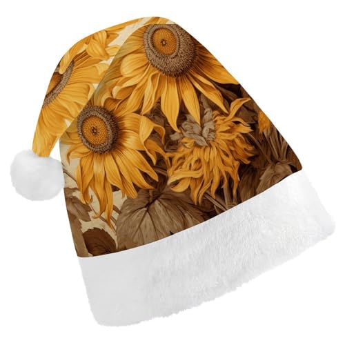 HKMNTGD Personalisierte Weihnachtsmannmütze, weicher Plüsch, individuelle Weihnachtsmannmütze, Bienen und Sonnenblumen auf altem Papier, bedruckt, Weihnachtsmützen für Erwachsene HKMNTGD Personalisierte Weihnachtsmannmütze, weicher Plüsch, individuelle Weihnachtsmannmütze, Bienen und Sonnenblumen auf altem Papier, bedruckt, Weihnachtsmützen für Erwachsene von HKMNTGD