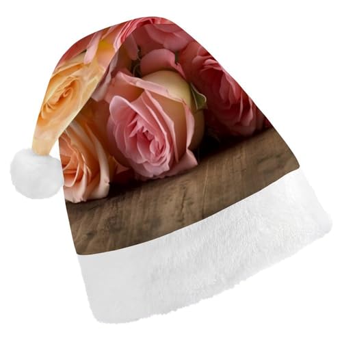 HKMNTGD Personalisierte Weihnachtsmannmütze, weicher Plüsch, individuelle Weihnachtsmannmütze, Rosen, Blumendruck, Weihnachtsmützen für Erwachsene HKMNTGD Personalisierte Weihnachtsmannmütze, weicher Plüsch, individuelle Weihnachtsmannmütze, Rosen, Blumendruck, Weihnachtsmützen für Erwachsene von HKMNTGD