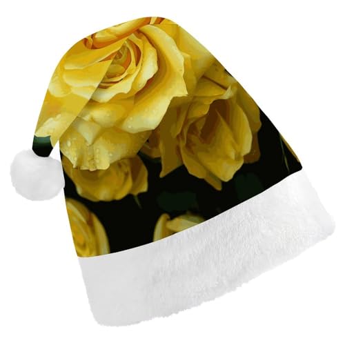HKMNTGD Personalisierte Weihnachtsmannmütze, weicher Plüsch, individuelle Weihnachtsmannmütze, anmutige gelbe Rose, Blumendruck, Weihnachtsmützen für Erwachsene HKMNTGD Personalisierte Weihnachtsmannmütze, weicher Plüsch, individuelle Weihnachtsmannmütze, anmutige gelbe Rose, Blumendruck, Weihnachtsmützen für Erwachsene von HKMNTGD