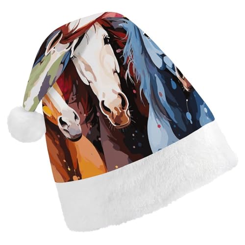 HKMNTGD Personalisierte Weihnachtsmannmütze, weicher Plüsch, individuelle Weihnachtsmannmütze, bunte Cartoon-Pferde, bedruckt, Weihnachtsmützen für Erwachsene HKMNTGD Personalisierte Weihnachtsmannmütze, weicher Plüsch, individuelle Weihnachtsmannmütze, bunte Cartoon-Pferde, bedruckt, Weihnachtsmützen für Erwachsene von HKMNTGD