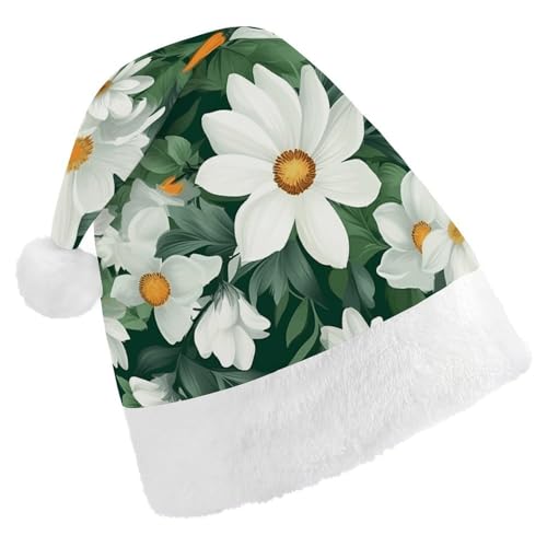 HKMNTGD Personalisierte Weihnachtsmannmütze, weicher Plüsch, individuelle Weihnachtsmannmütze, grüne Blätter und weiße Blumen, bedruckt, Weihnachtsmützen für Erwachsene HKMNTGD Personalisierte Weihnachtsmannmütze, weicher Plüsch, individuelle Weihnachtsmannmütze, grüne Blätter und weiße Blumen, bedruckt, Weihnachtsmützen für Erwachsene von HKMNTGD